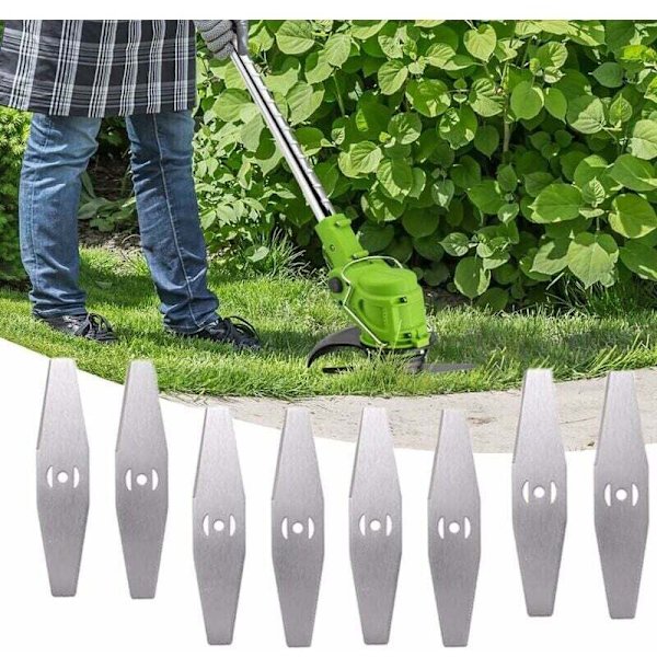 Ekstrablad for gresstrimmer, 8 stk, 24V trådløs gresstrimmer, elektrisk børstekuttertilbehør, metallblad
