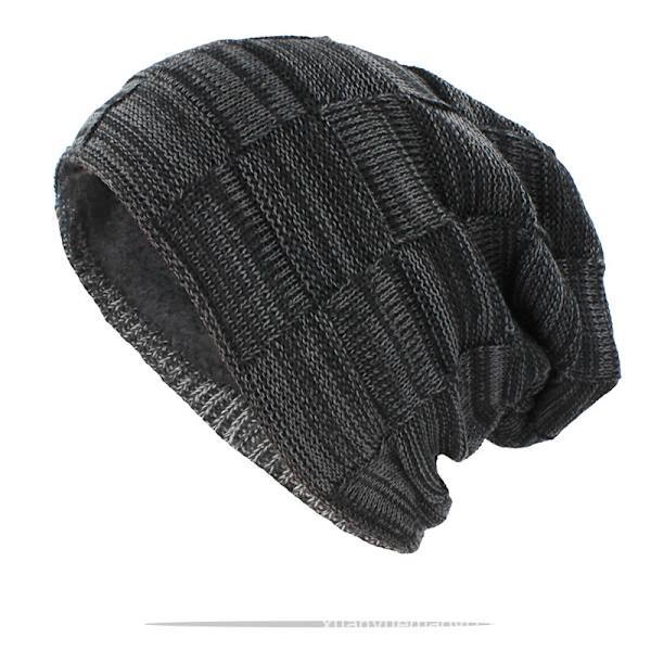 Vintermössa för män med pompom Vindtät mössa Enfärgad Kvinnomössa Vintermössa Stickad mössa för kallt Varm stickad mössa Plyschvantar Cykling Black