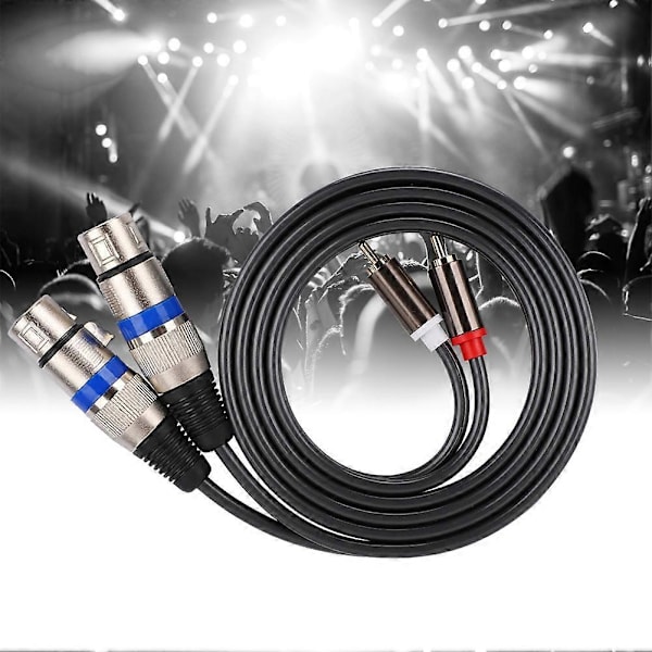 Dual for RCA Han til Dual XLR Hun Audio Adapter Kabel Patch Cord Dobbelt række PVC ledning