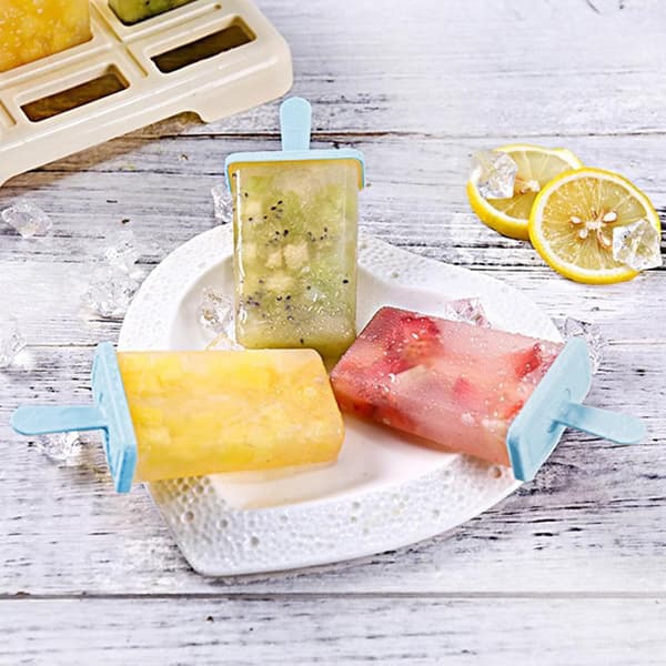 Popsicle forme genanvendelig, isform, med børster, ispinde og foldbare silikone tragte (blå)
