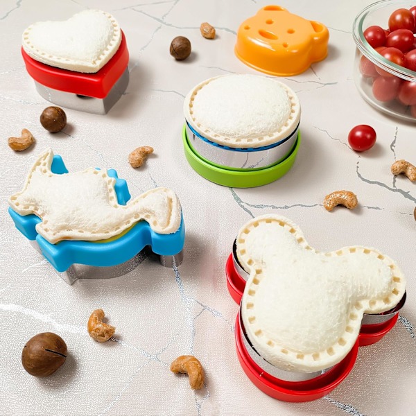 Sandwichkutter og forsegler for lunsj - 5 stk. Uncrustable Maker for matboks og Bento-boks - Kakeutstikkere for gutter og jenter