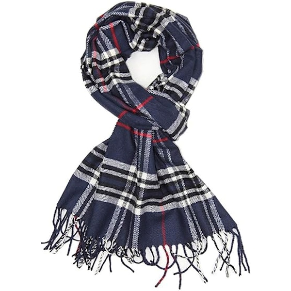 Supermjuk Klassisk K cashmere-känsla Vinterhalsduk Navy Plaid