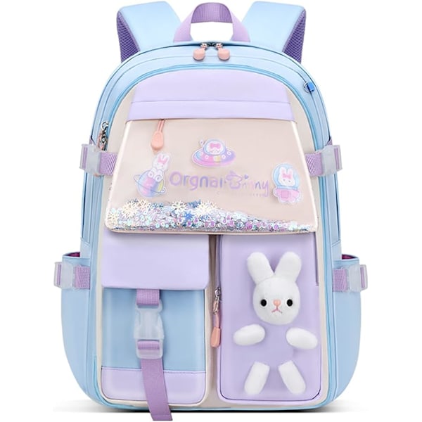 Ryggsäck för flickor Söt Kvicksand Ryggsäck Kylskåpsdörr Skolväska Kawaii Skolryggsäck Stor Kapacitet Vattentät Ryggsäck för Flickor Blue
