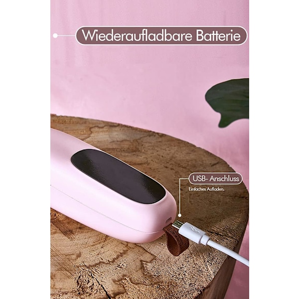 Mini plastikposeforsegler | Genopladelig forseglings- og skæremaskine | 2 i 1 | Bærbar vakuumforseglingsmaskine | Enhed, praktisk poseforsegler pink