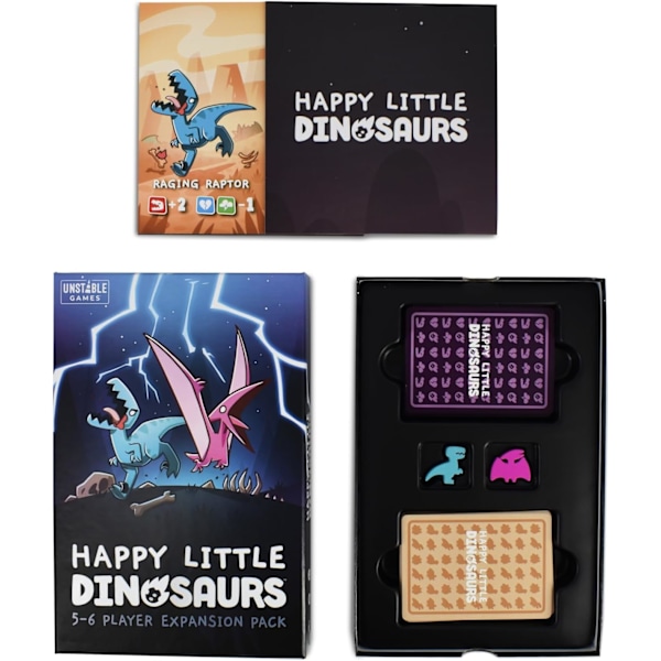 Unstable Games | Happy Little Dinosaurs: Utvidgning för 5-6 Spelare | Brädspel | Ålder 8+ | 2-6 Spelare | 30-60 Minuters Spelstid