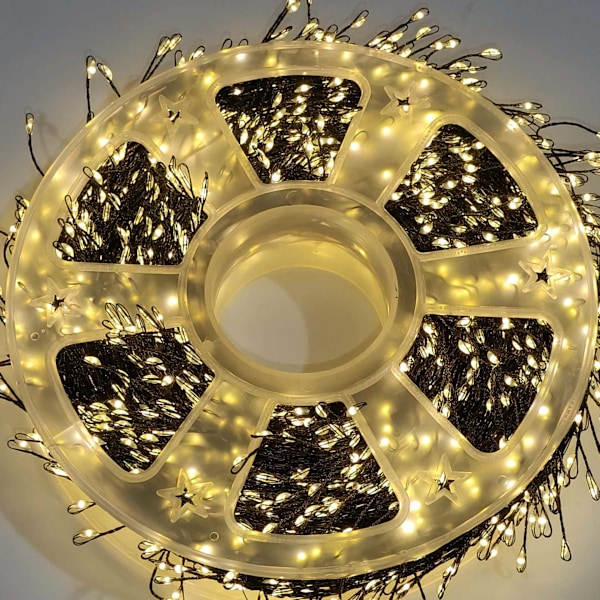 1000 LED 25M Nauhavalot Ulko-/Sisäkäyttöön, Joulunauhavalot Lämmin Valkoinen Verkkovirralla, 8 Tilaa Vedenpitävät Koristevalot - Musta Johto