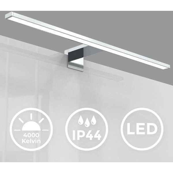 LED spejllampe, skabslampe, badeværelsesvæglampe, neutralt hvidt lys 4200k, 11W, 780lm, IP44, bredde 600 mm, krom