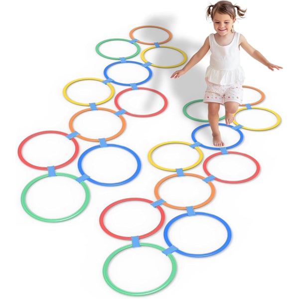 10 st/set Sensorisk Träning Agility Ringar, Färgglada Plast Multiplayer Interaktivt Roligt Spelset, Kasta & Hoppa Spelslingor, Utomhus Trädgård