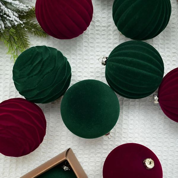 Fløjlsjulepynt 12 stk 3,1 tommer Store Julekugler Ubrækkelige Kugler Julekuglepynt Dark green