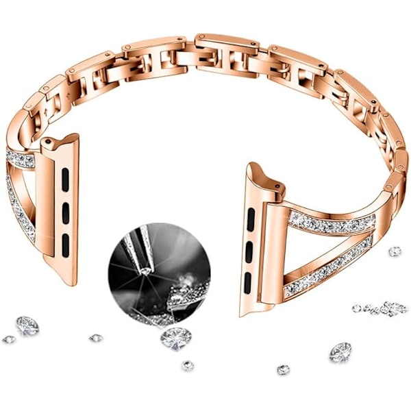 38mm 40mm 41mm Smykke Klokkereim for IWatch SE(GEN 1 2 3) Reim Serie 9 8 7 6 5 4 3 2 1 Kvinner Krystall Diamant Armbånd