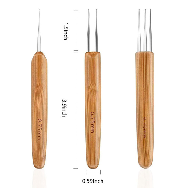 5-pack Dreadlock Virkningskrok-set, Flätat Hår Dreadlocks Nål Vävning Virkning för Flätat Hantverk (0,75 mm) 0.75mm