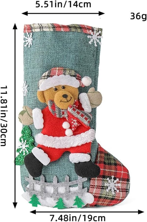 1 stk. Bjørn julesok i hør til julepynt Bear