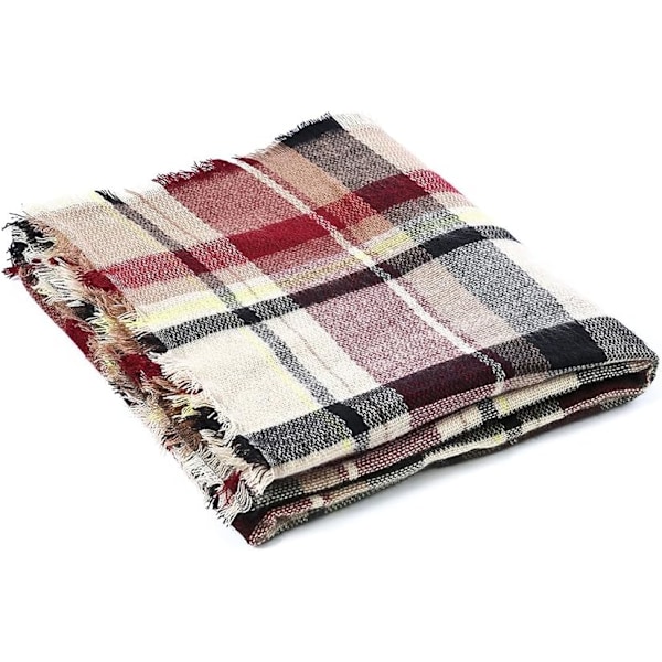 Dam Scarf Höst Vinter Rutiga Fransar Mjuk Varm Filt Sjal Dam Sjal Wraps