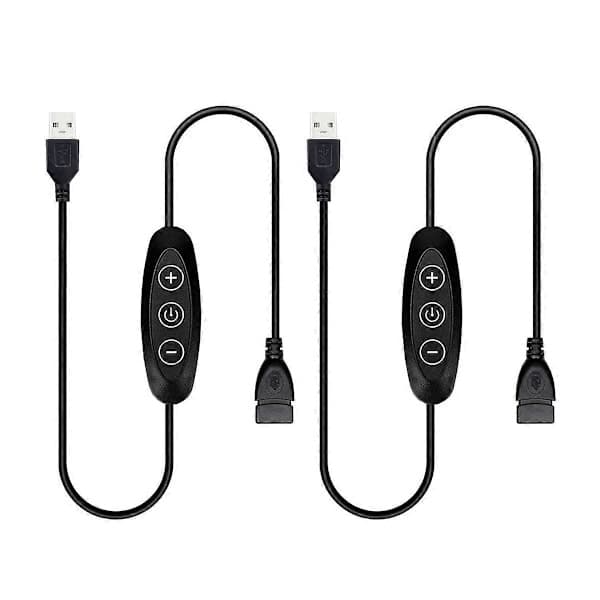 5V USB LED Dimmerbrytare, 10-stegs dimning, hona till hane, 2-pack USB-driven dimmer för 5V enkel