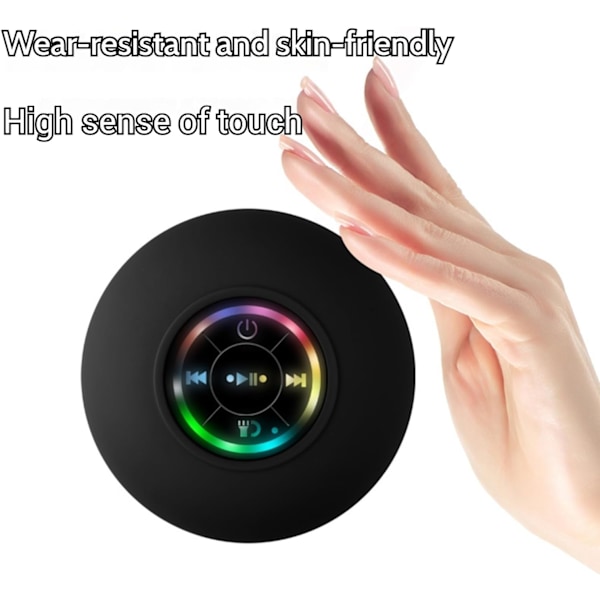 Mini Bluetooth Dusjhøyttaler Med LED-lys, Dusj Bluetooth-høyttaler, Vanntett Bluetooth Trådløs Høyttaler med Sugekopp, Bærbar