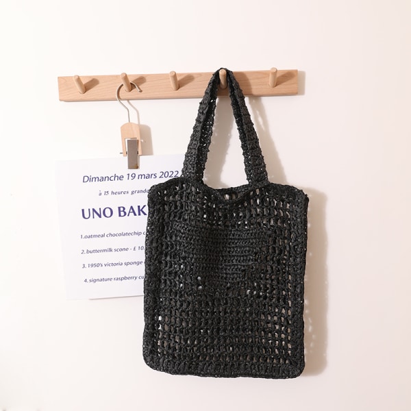 Damstråväska Lyx märkesdesignerhandväska Woven Hollow Handväska Black