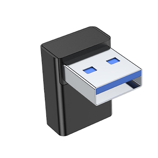 90 Graders USB till USB C Adapter USB3.0 Hane till Typ-C Hona Konverter Laddningsadapter Stödjer Dataöverföring & Laddning Black up