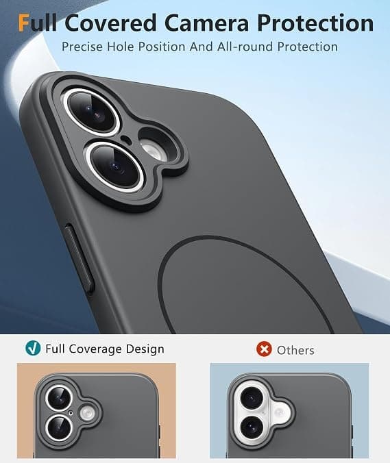 FNTCASE til iPhone 17-deksel med skjermbeskytter, kompatibel med MagSafe, gjennomsiktig matt, full kamerabeskyttelse, støtsikkert deksel, solid grå Full Gray