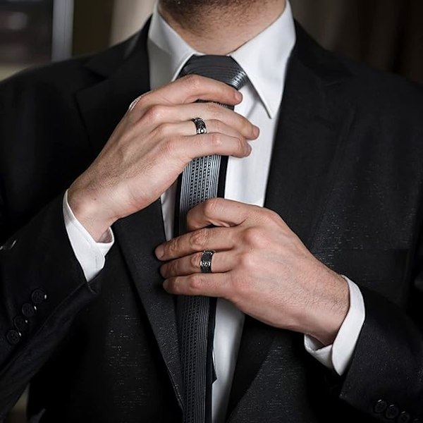 2 STK. Nr. 9 Sort Spinner Ring til Mænd Kvinder Cool Evil Eye Ringe Rustfrit Stål Fidget Ring Stress Relief Ring