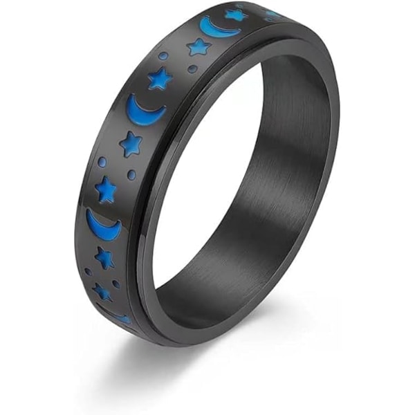 Ahdistusta Lievittävä Fidget-sormus Ruostumatonta Terästä Pyörivä Sormus Aurinko Kuu Tähti Pyöritettävä Koko W