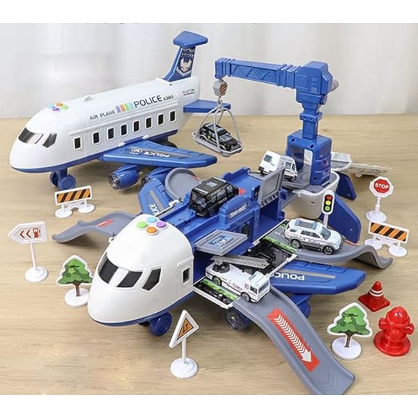 Set, flygplan med tema, 4 bygglastbilar, pedagogisk set Blue