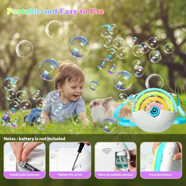 Bubbelmaskin, Automatisk Bubbelmaskin Min Tyst Design 2 Bubbellösningar Ingår
