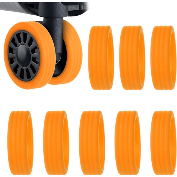 8 stk. Bagagehjulbeskyttere, Silikone Kuffert Hjulbeskyttere Anti-ridse Bagagehjulbeskyttere Bagagerum Spinnerhjul Orange