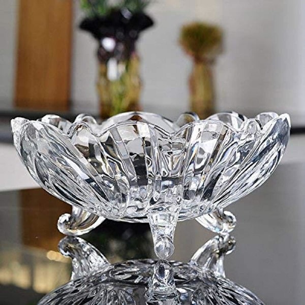 Stor Glaskristallklar Fruktskål Kreativ Fot Modern Djup Skål Pudding Trifle Dessert Serveringsskål Frukt 22cm