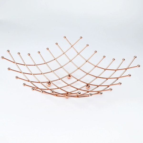 Kobber Frugtskål Rede, Opbevaring, Fantastisk Gaveidé, Robust, Elegant og Moderne Design, Størrelse: 26x11cm