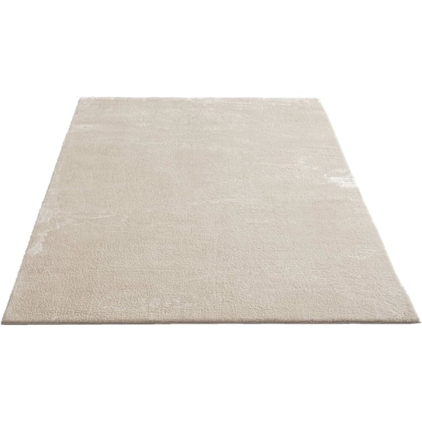 Modern kort luggmatta, fluffig, halkfri baksida, tvättbar i 30 grader, supermjuk, beige, 140 x 200 cm