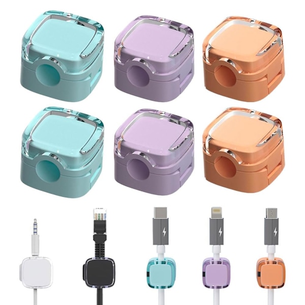 6 stk. Magnetisk Kabelholder, Skriveborde Telefon USB Opladerkabel Opbevaringsholder, Kontorbord Bil Væg