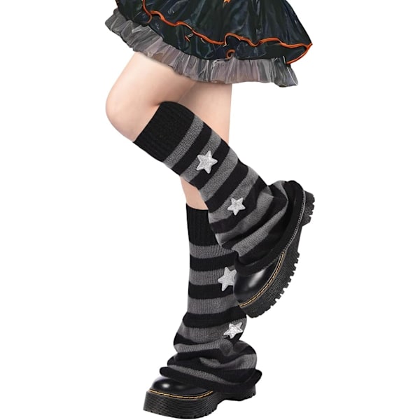 Måneträds Benvärmare för Flickor Kvinnor Kawaii Harajuku Benvärmare Söta Stickade Benvärmare Goth Lolita Tillbehör