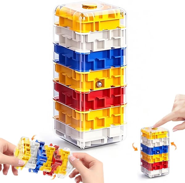 2-i-1 Fidget Spinner Labyrint Terning 3D Puslespil Hjernevridere 7 Niveauer 7 Level