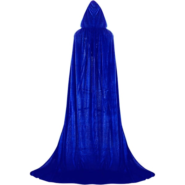 Hætteklædt Kappe Fuld Længde Guld Velvet Hængende Vampyr Kappe Voksen Cape Cosplay Halloween Karneval Blue 1.1M
