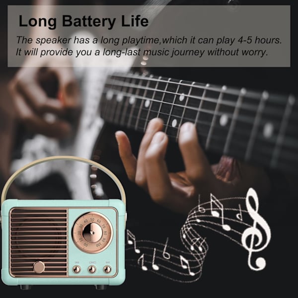 Vintage Retro Bluetooth-högtalare Trådlös Mini-högtalare, Blå Högtalare med Kristallklart Stereoljud Rik Bas, Retro Bärbar Högtalare blue