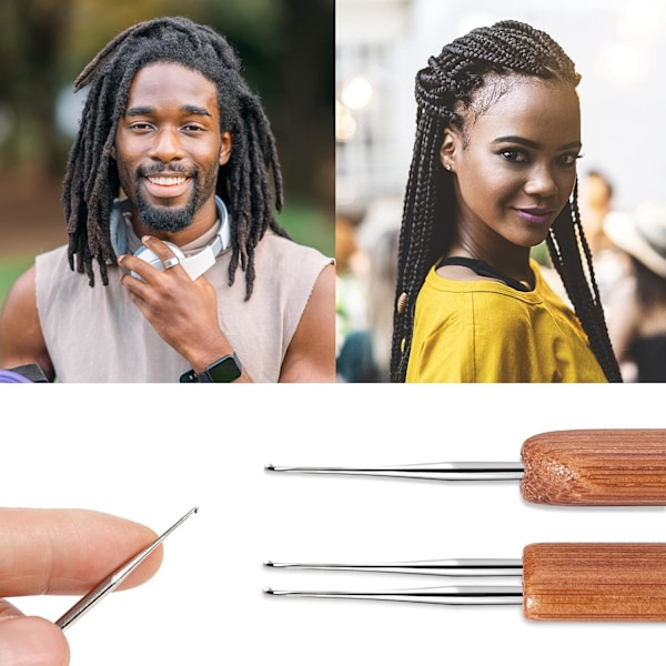 Dreadlocks Heklenåler, Heklenåler for Dreadlocks, Dread Locks Hekle Loc Nål for Flettehåndverk 0,5 mm (1 Krok og 2 Kroker)