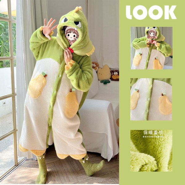 Unisex dinosauriekostymer Rollspel Pyjamas Djur Pyjamas Onesies (grön) A