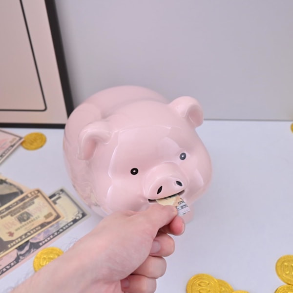Sparegris til voksne der skal smadres for at åbne, Keramik, Piggy Bank til piger og drenge, Pengekasse til pengegave, Møntboks, Sparegris til børn, Opsparing