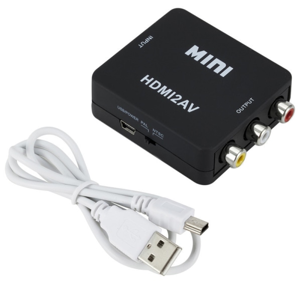 HDMI till RCA AV Adapter Converter Kabel CVBS 3RCA 1080P kompositvideoljud Black