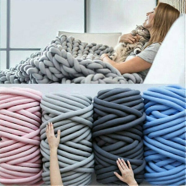 500g/1kg DIY Chunky Garn Jättevirkning Armvirkning Filt Tjock Vävning Manual Dark gray 500g