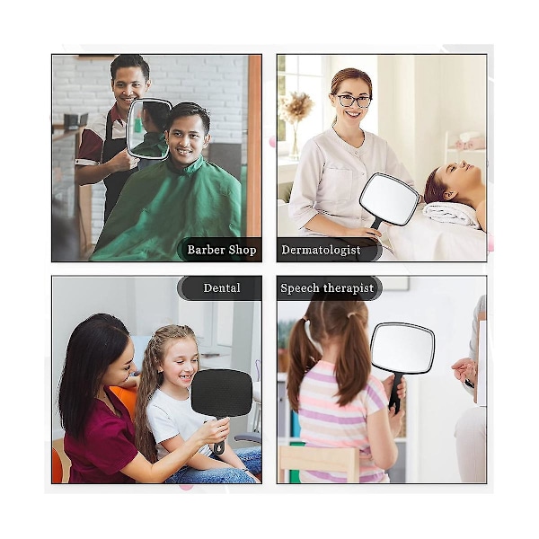 10 stk Håndspeil Svart Håndholdt Speil Med Håndtak Multi Barber Speil For Sminke Bord Salon Reise