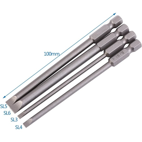 6 mm:n kaksikäyttöinen litteäpäinen Phillips-ruuvimeisseli, 100 mm pitkä, ammattikäyttöön ja kotikäyttöön