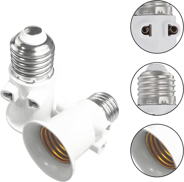 Sokkel - E27 sokkeladapter, LED-lampebase, konverterer til en stikkontakt og en E27-sokkel. (Hvit)