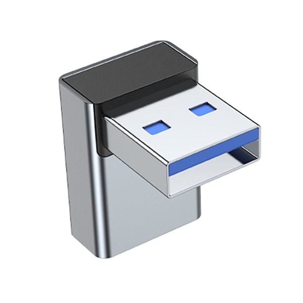 90 Graders USB till USB C Adapter USB3.0 Hane till Typ-C Hona Konverter Laddningsadapter Stödjer Dataöverföring & Laddning Grey up