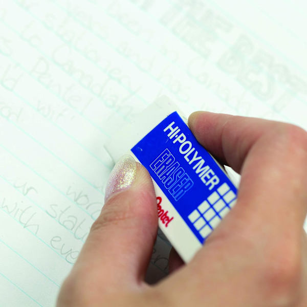 Pentel Hi-Polymer Block Eraser, Stor, Vit, 10-pack ZEH-10 Suddgummin