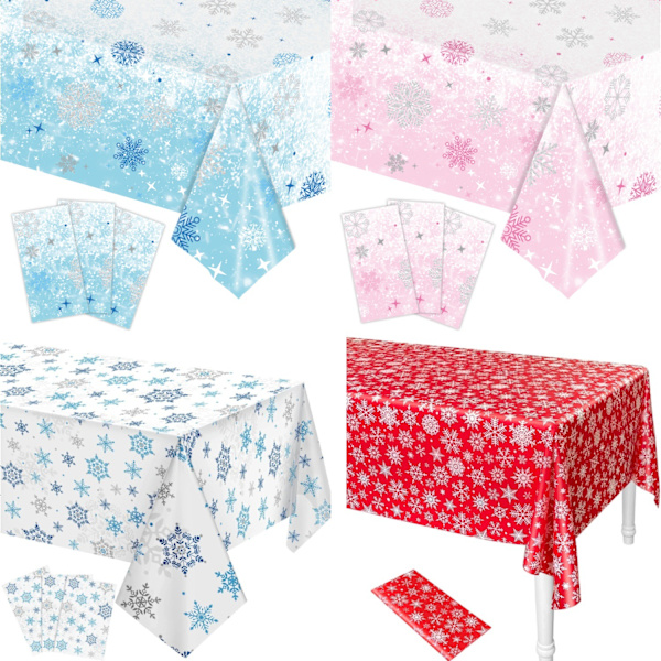 3 st. Vinter Snöflinga Plast Dukskydd, Blå och Lila Snöflinga Vinterland Engångs Dukskydd för Jul Vinter pink 3pc
