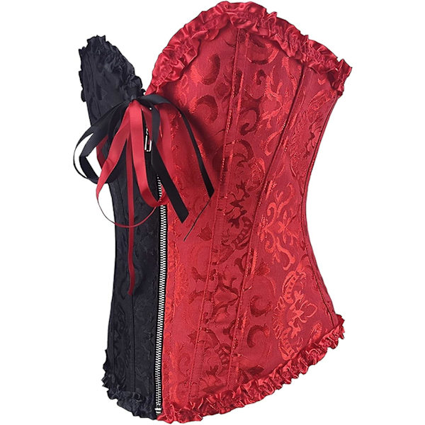 Kvinnlig Klassisk Dragkedja Snörning Blommig Burlesque Bask Baskjöl - Lämplig För Evenemang Överbyst