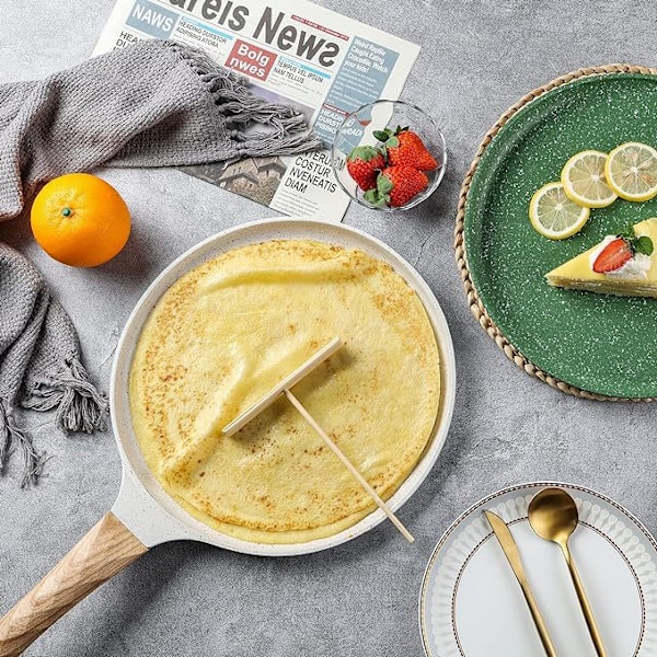 Pannukakku erikoispannu 24cm (9,44 tuumaa) tarttumaton paistinpannu pannukakkupannu myky pannu pannukakku kaasuliesi induktioliesi ho valkoinen 9.44in