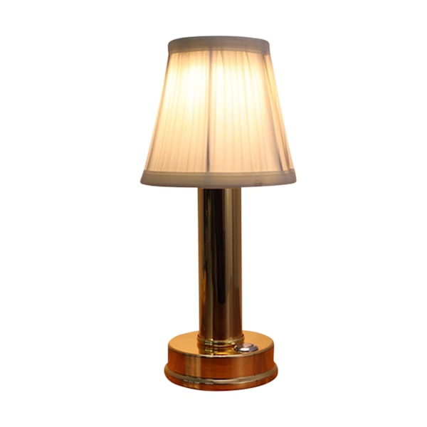 Classi LED Uppladdningsbar Skrivbordslampa Ögonvänlig Lampa, Rund Tyglampskärm Lampa Järn Liten Bordslampa Med Restaurang, Kafédekoration