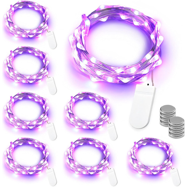 Syksyn koristevalot, 12/8 kpl 2 m 20 LED syksyn valosarja Halloween sisäkäyttöön, välkkyvät tähtivalot paristokäyttöiset mikrohopealankaiset valot Purple